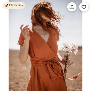 BLACK Etsy Linen Wrap Dress